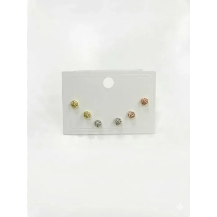 Sarı-pembe-rodyum Zirkon Taşlı Pirinç Altılı  Kombin Küpe - Kp00664