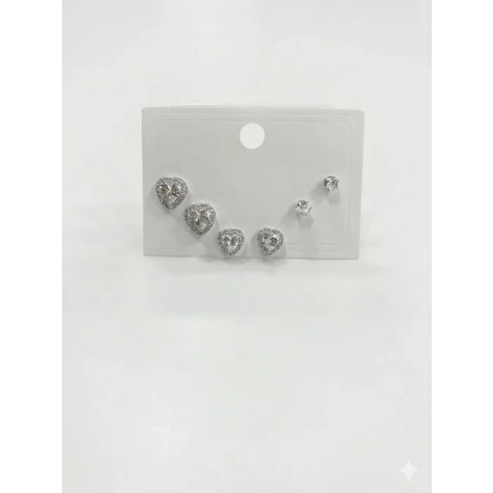 Taşlıkalp Detaylı Altılı Küpe - Kp00595