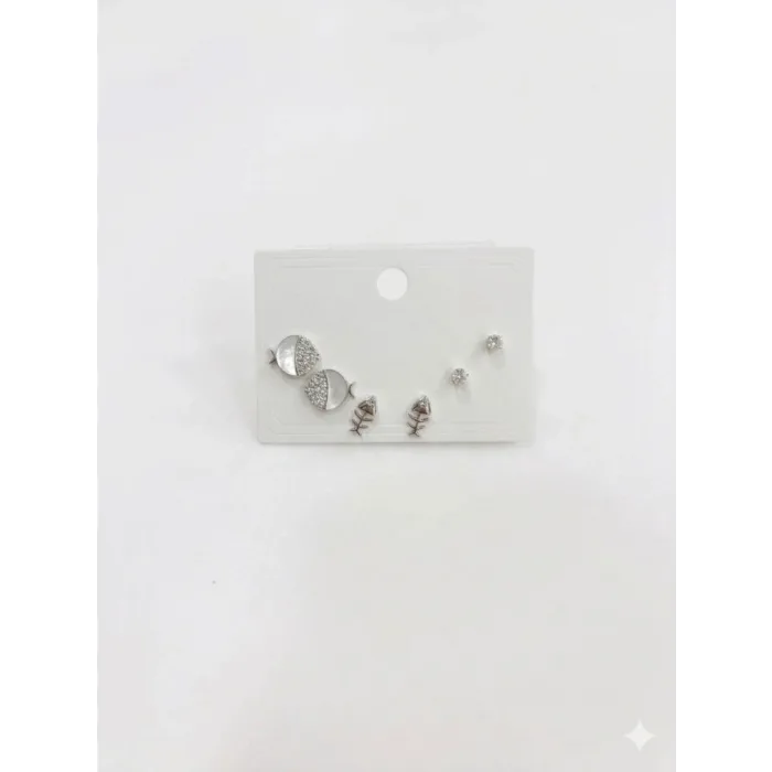 Tatlı Balık Ve Kılçık Detaylı Altılı Küpe - Kp00562