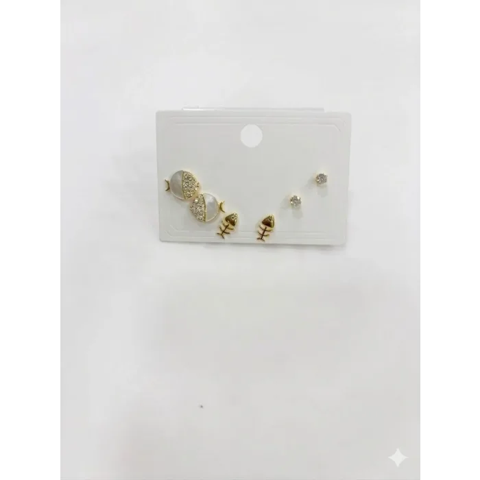 Tatlı Balık Ve Kılçık Detaylı Altılı Küpe - Kp00561