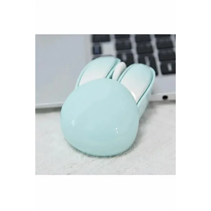 Tavşan Figürlü Kablosuz Mouse Pil Dahil Etiket Hediyeli Mavi