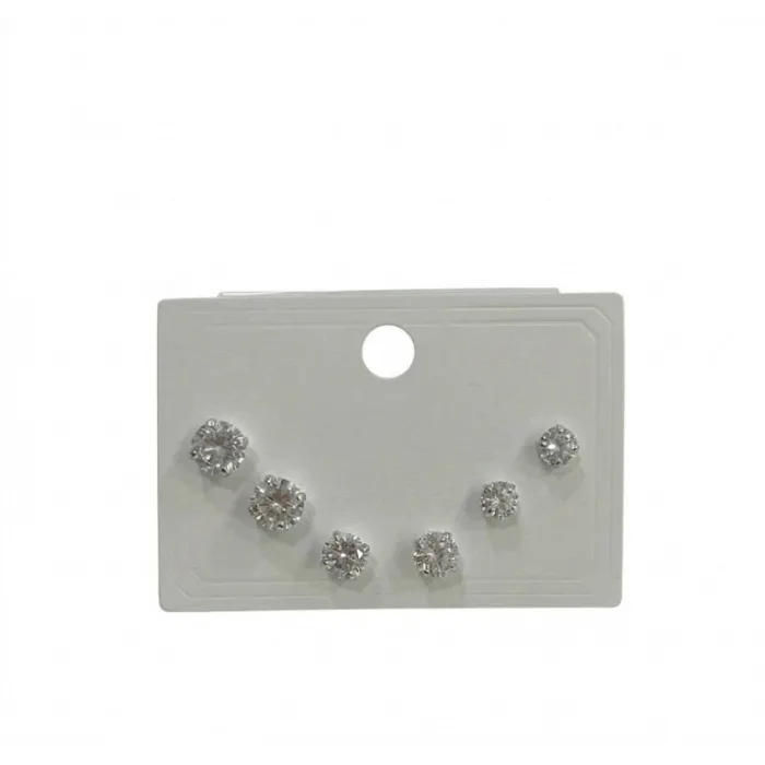 Rodyum Zirkon Taşlı Pirinç Altılı  Kombin Küpe - Kp00611