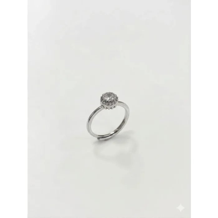 Ayarlanabilir Rodyum Zirkon Taşlı Pirinç Bijuteri Yüzük - Yz0203-1