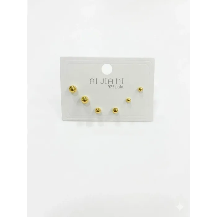   Zirkon Taşlı Pirinç Altılı  Kombin Küpe - Kp00588