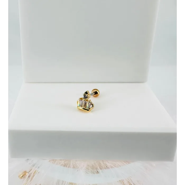 Zirkon Taşlı Uç Kısmı : Pirinç Kıkırdak Bar Uzunluğu : 6 Mm / Bar Kalınlığı 0.8 Mm / Top Boyu 3 Mm - Pt0043-1