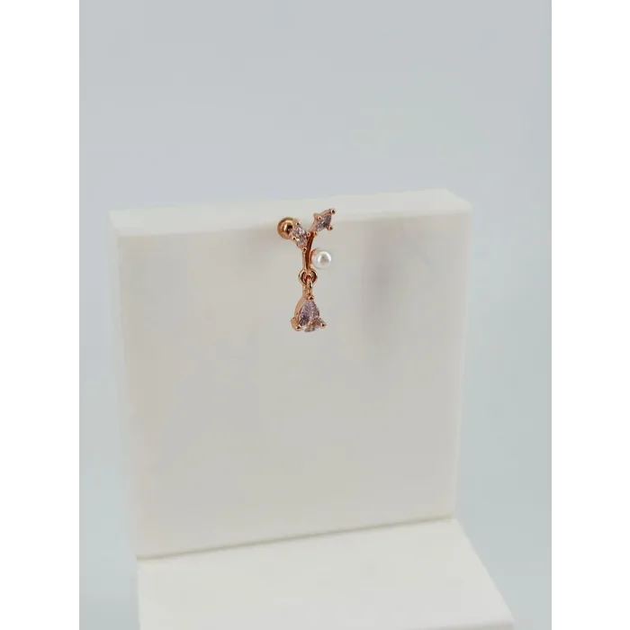 Rose Zirkon Taşlı Uç Kısmı : Pirinç Kıkırdak Bar Uzunluğu : 6 Mm / Bar Kalınlığı 0.8 Mm / Top Boyu 3 Mm  - Pt0045-2