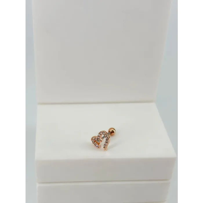 Rose Zirkon Taşlı Uç Kısmı : Pirinç Kıkırdak Bar Uzunluğu : 6 Mm / Bar Kalınlığı 0.8 Mm / Top Boyu 3 Mm  - Pt0064-2
