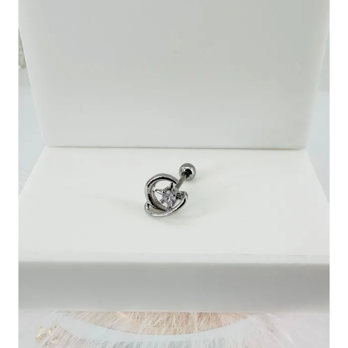 Rodyum Zirkon Taşlı Uç Kısmı : Pirinç Kıkırdak Bar Uzunluğu : 6 Mm / Bar Kalınlığı 0.8 Mm / Top Boyu 3 Mm - Pt0032