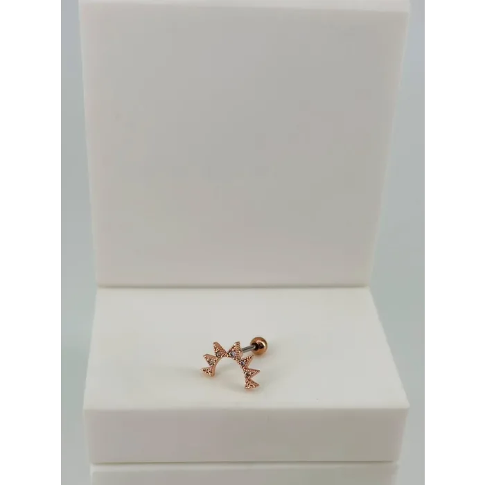 Rose Zirkon Taşlı Uç Kısmı : Pirinç Kıkırdak Bar Uzunluğu : 6 Mm / Bar Kalınlığı 0.8 Mm / Top Boyu 3 Mm  - Pt0057-2
