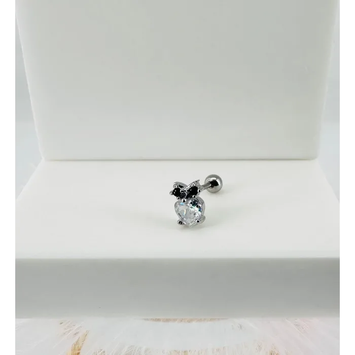 Rodyum Zirkon Taşlı Uç Kısmı : Pirinç Kıkırdak Bar Uzunluğu : 6 Mm / Bar Kalınlığı 0.8 Mm / Top Boyu 3 Mm - Pt0017