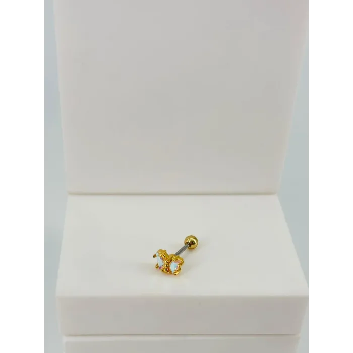 Zirkon Taşlı Uç Kısmı : Pirinç Kıkırdak Bar Uzunluğu : 6 Mm / Bar Kalınlığı 0.8 Mm / Top Boyu 3 Mm  - Pt0060-1
