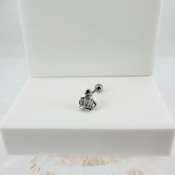 Rodyum Zirkon Taşlı Uç Kısmı : Pirinç Kıkırdak Bar Uzunluğu : 6 Mm / Bar Kalınlığı 0.8 Mm / Top Boyu 3 Mm - Pt0043