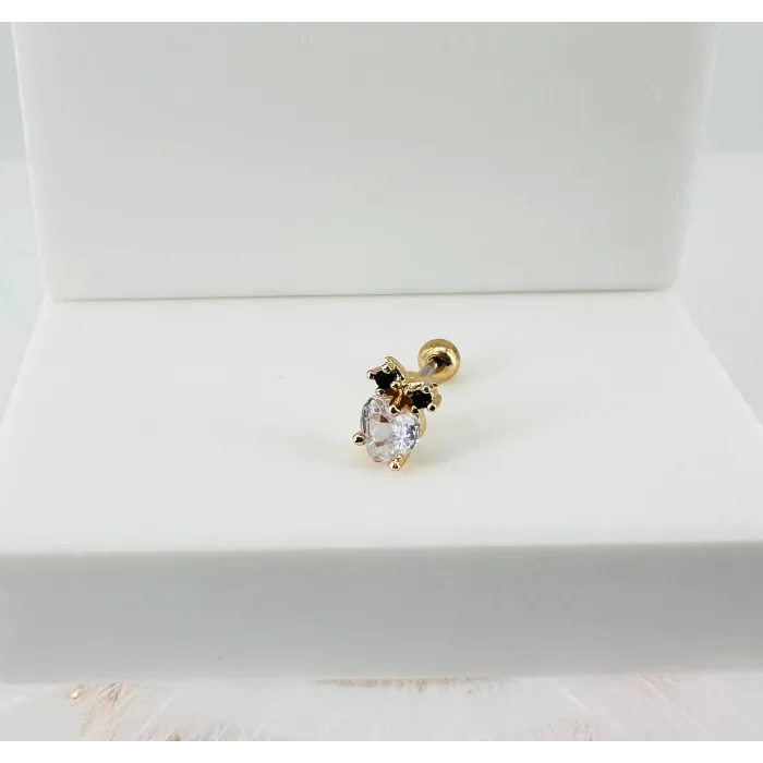 Zirkon Taşlı Uç Kısmı : Pirinç Kıkırdak Bar Uzunluğu : 6 Mm / Bar Kalınlığı 0.8 Mm / Top Boyu 3 Mm - Pt0017-1