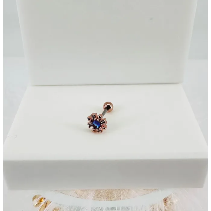 Rose Zirkon Taşlı Uç Kısmı : Pirinç Kıkırdak Bar Uzunluğu : 6 Mm / Bar Kalınlığı 0.8 Mm / Top Boyu 3 Mm - Pt0038-2