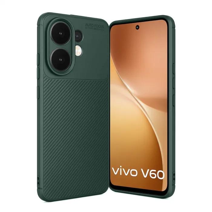 Vivo V60 5g Auto Focus Karbon Kapak - Koyu Yeşil