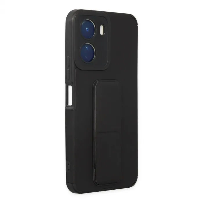 Vivo Y16 Kılıf Mega Standlı Silikon - Siyah