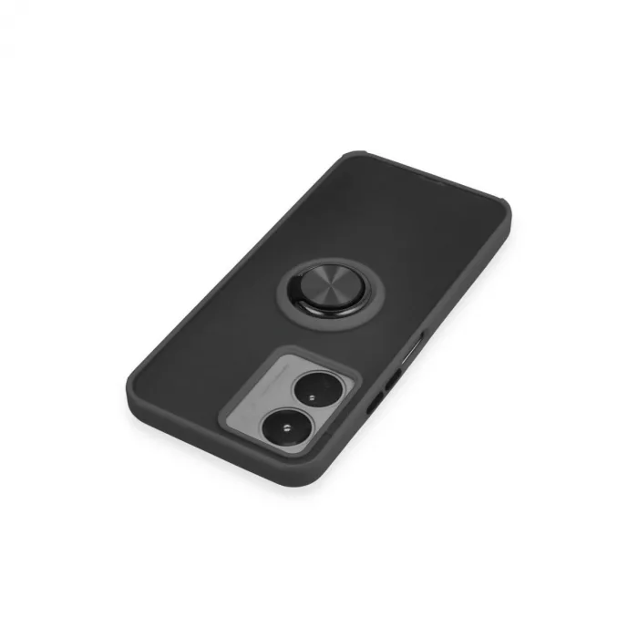 Vivo Y16 Kılıf Montreal Yüzüklü Silikon Kapak - Siyah