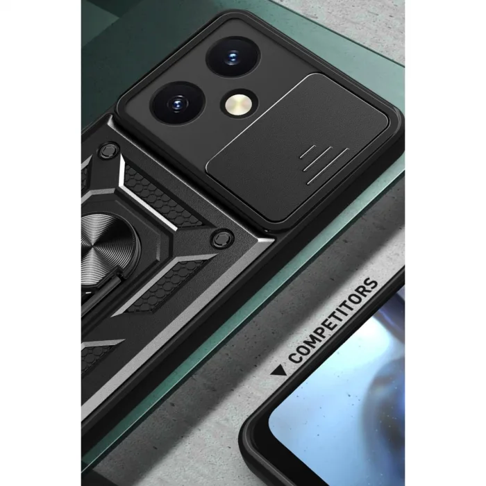 Vivo Y27 Kılıf Pars Lens Yüzüklü Silikon - Gümüş