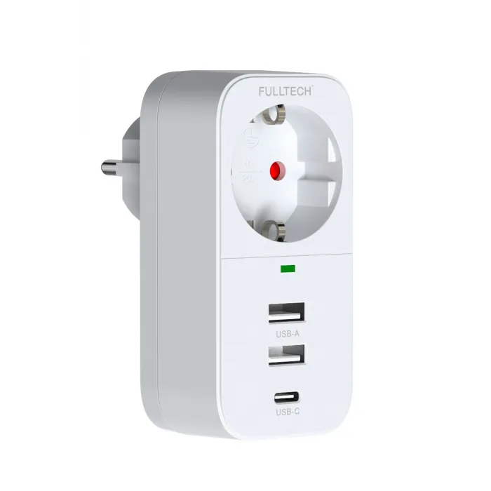 vothoon 2.4A Çıkışlı 2xUSB 1xType-C Tekli Priz Ftr-17