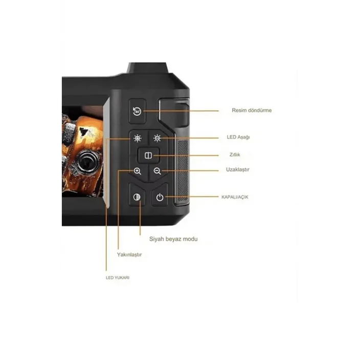 Vtn-008 Ekranlı Çift Kameralı 10 Mt Sert Kablo Yılan Endoskop Kamera 8 Mm 4.3 Inc