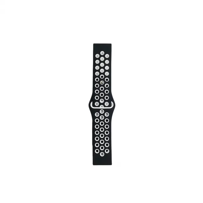 Watch 20mm Spor Delikli Kordon - Siyah-beyaz