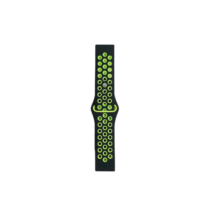 Watch 20mm Spor Delikli Kordon - Siyah-yeşil