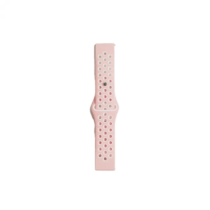 Watch 22mm Spor Delikli Kordon - Pembe-beyaz