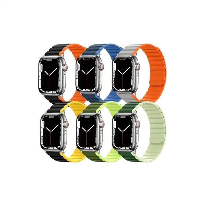 Watch 42mm Mo-wb1 Çift Renk Mıknatıslı Silikon Kordon - Siyah-sarı