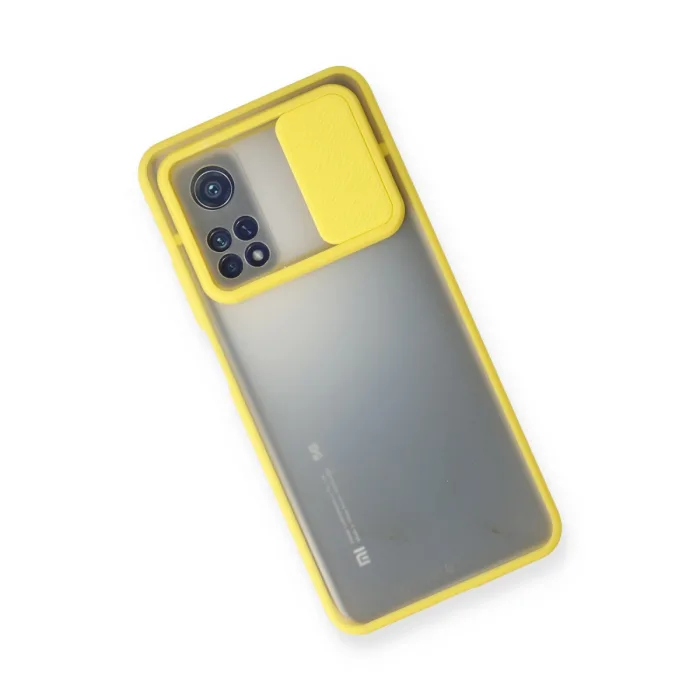 Xiaomi Mi 10t Kılıf Palm Buzlu Kamera Sürgülü Silikon - Sarı