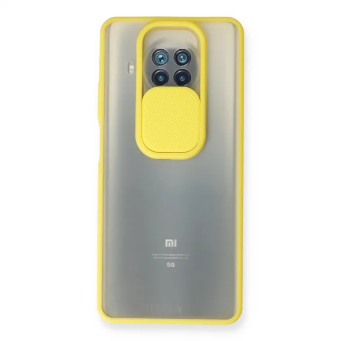 Xiaomi Mi 10t Lite Kılıf Palm Buzlu Kamera Sürgülü Silikon - Sarı