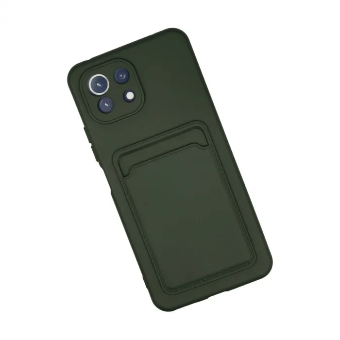 Xiaomi Mi 11 Kılıf Kelvin Kartvizitli Silikon - Koyu Yeşil
