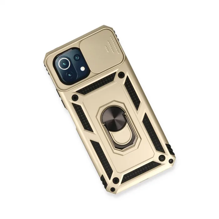 Xiaomi Mi 11 Lite Kılıf Pars Lens Yüzüklü Silikon - Gold