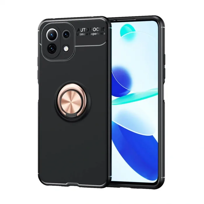 Xiaomi Mi 11 Lite Kılıf Range Yüzüklü Silikon - Siyah-gold