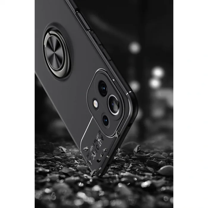 Xiaomi Mi 11 Lite Kılıf Range Yüzüklü Silikon - Siyah-gold