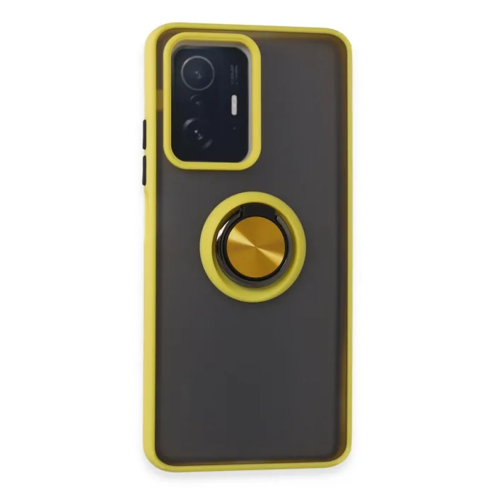 Xiaomi Mi 11t Pro Kılıf Montreal Yüzüklü Silikon Kapak - Sarı