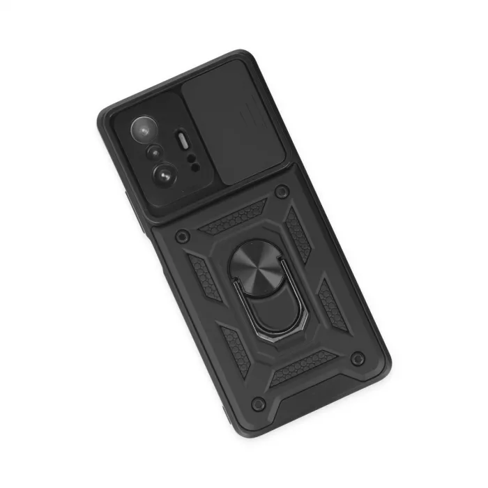 Xiaomi Mi 11t Pro Kılıf Pars Lens Yüzüklü Silikon - Siyah