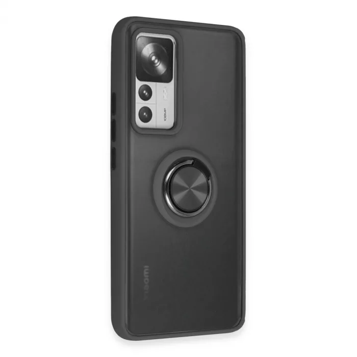 Xiaomi Mi 12t Pro Kılıf Montreal Yüzüklü Silikon Kapak - Siyah