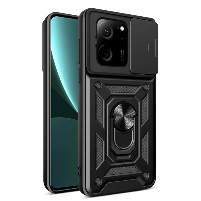 Xiaomi Mi 13t Pro Kılıf Pars Lens Yüzüklü Silikon - Siyah