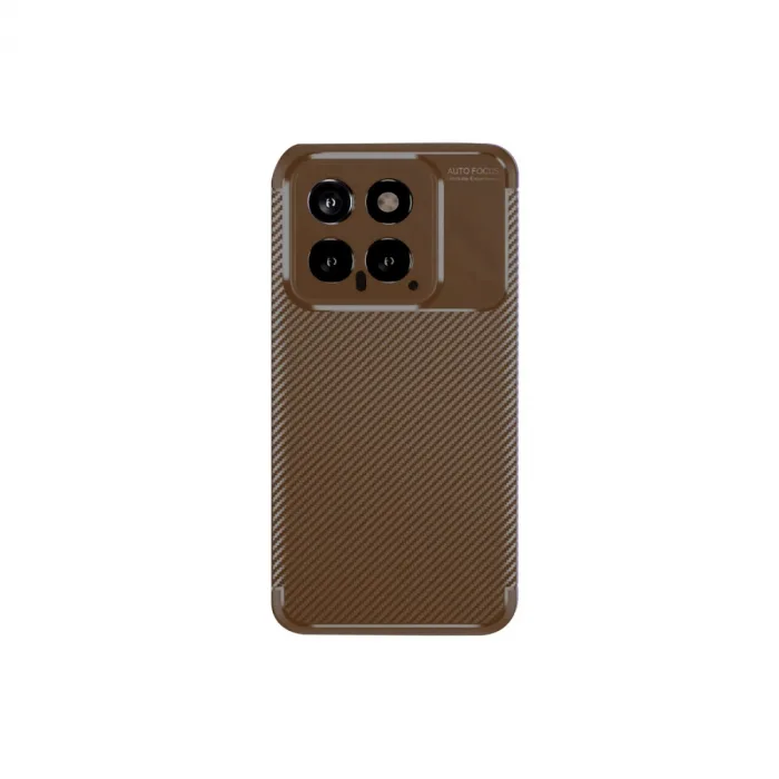 Xiaomi Mi 14t Kılıf Auto Focus Karbon Kapak - Kahverengi