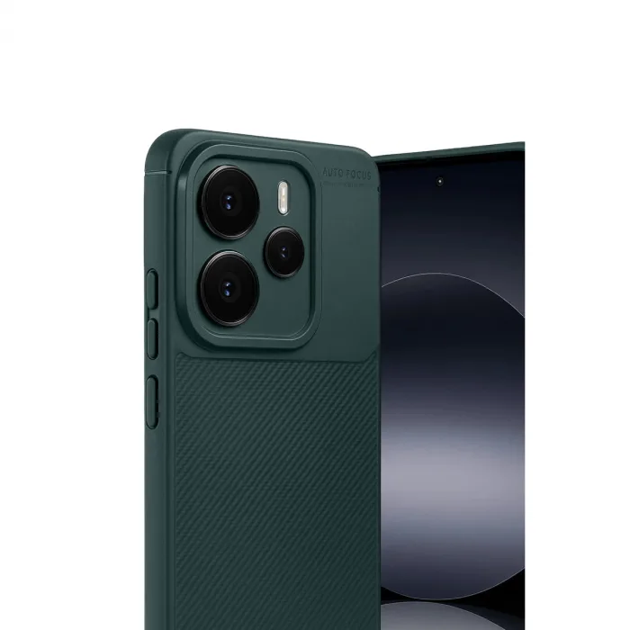 Xiaomi Note 14 5g Auto Focus Karbon Kapak - Koyu Yeşil