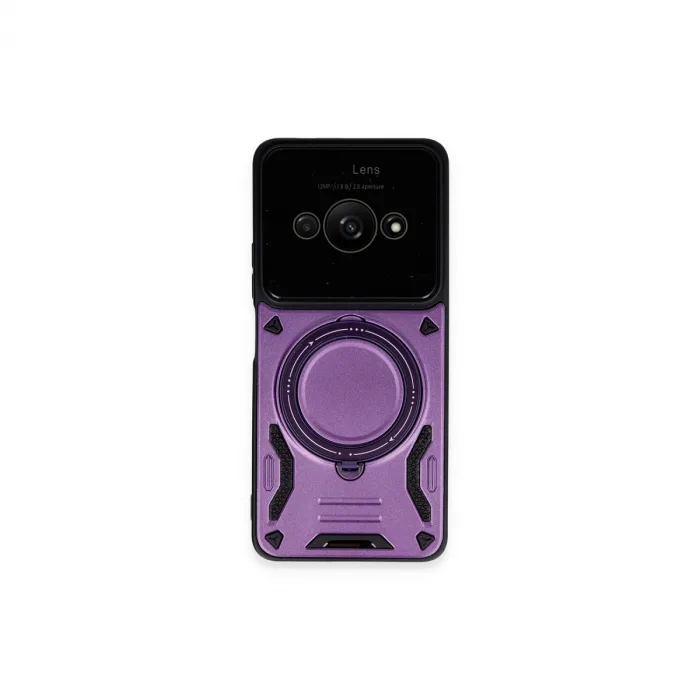 Xiaomi Poco C61 Kılıf Joy Lens Standlı Kapak - Mor