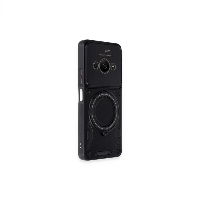 Xiaomi Poco C61 Kılıf Joy Lens Standlı Kapak - Siyah