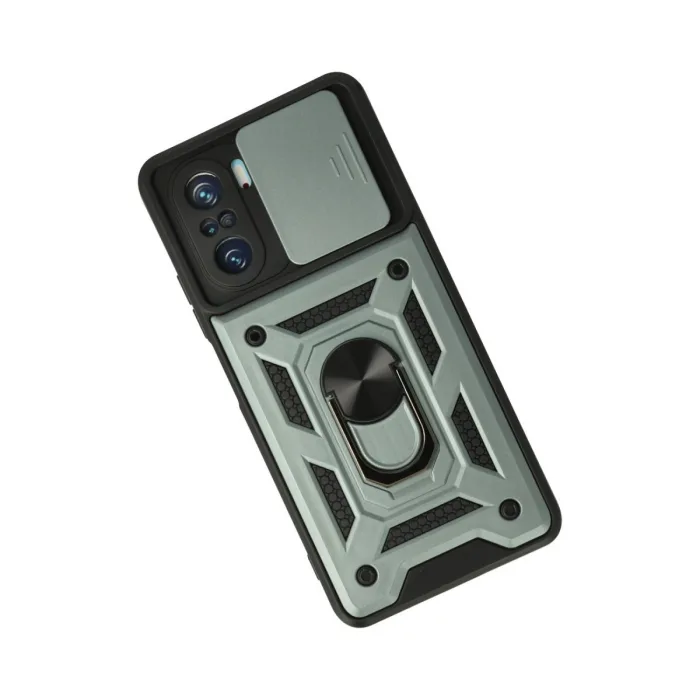 Xiaomi Poco F3 Kılıf Pars Lens Yüzüklü Silikon - Yeşil