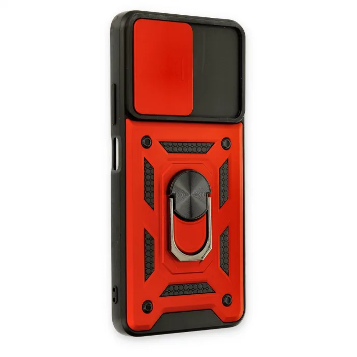 Xiaomi Poco M4 Pro 5g Kılıf Pars Lens Yüzüklü Silikon - Kırmızı