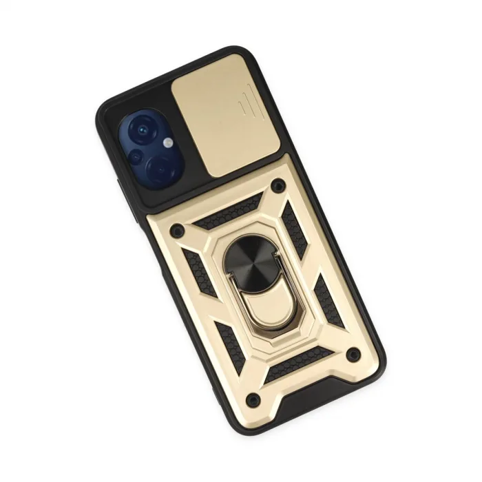 Xiaomi Poco M5 Kılıf Pars Lens Yüzüklü Silikon - Gold