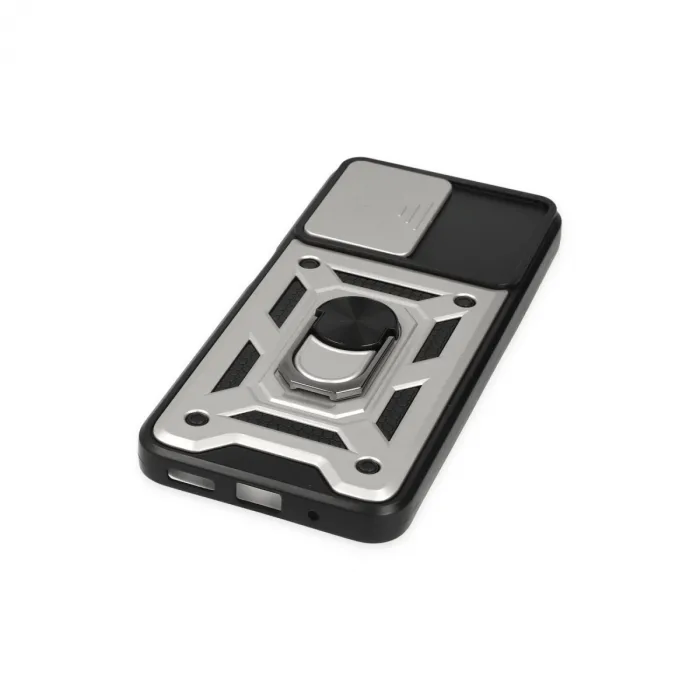 Xiaomi Poco M5 Kılıf Pars Lens Yüzüklü Silikon - Gümüş