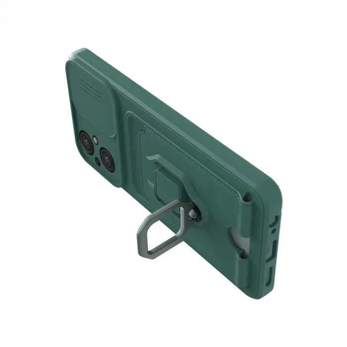 Xiaomi Poco M5 Kılıf Zuma Kartvizitli Yüzüklü Silikon - Yeşil