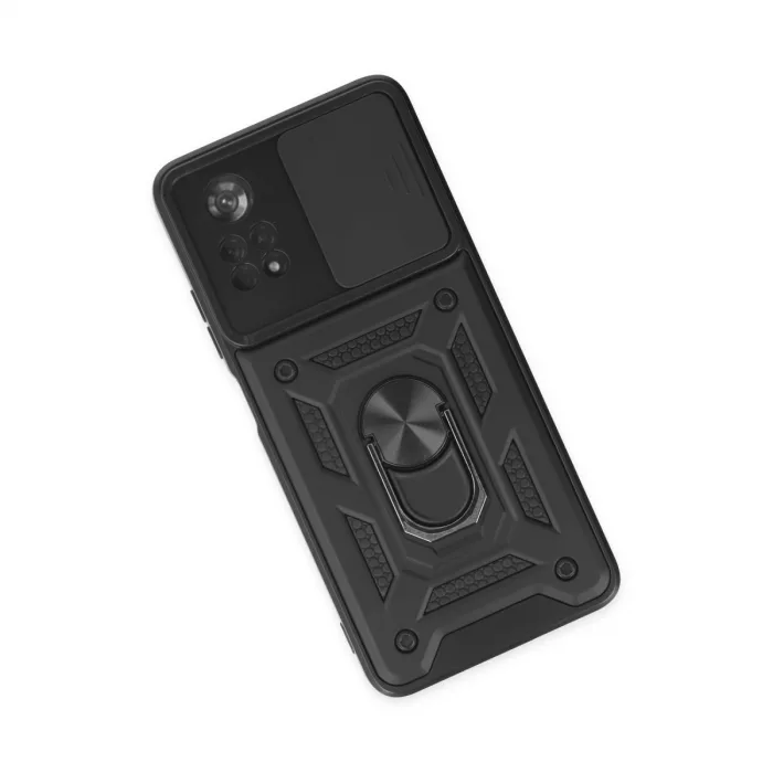 Xiaomi Poco X4 Pro 5g Kılıf Pars Lens Yüzüklü Silikon - Siyah