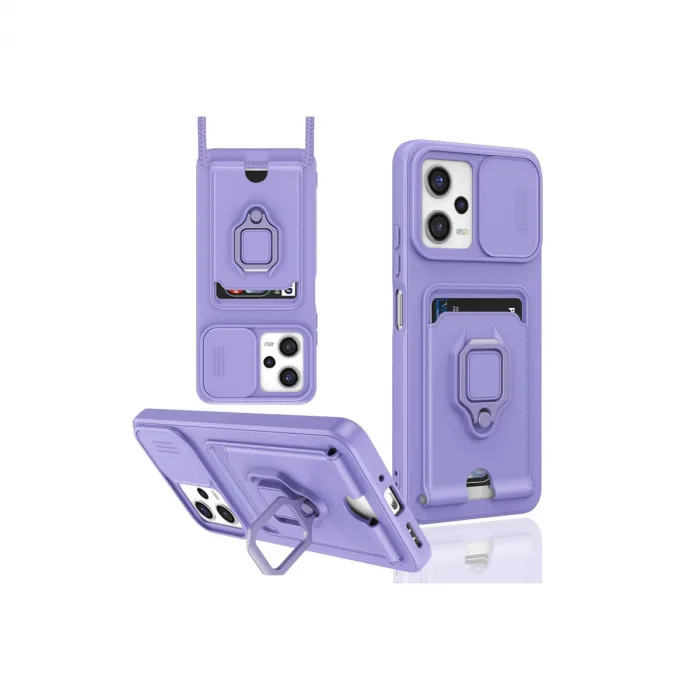 Xiaomi Poco X5 5g Kılıf Zuma Kartvizitli Yüzüklü Silikon - Lila