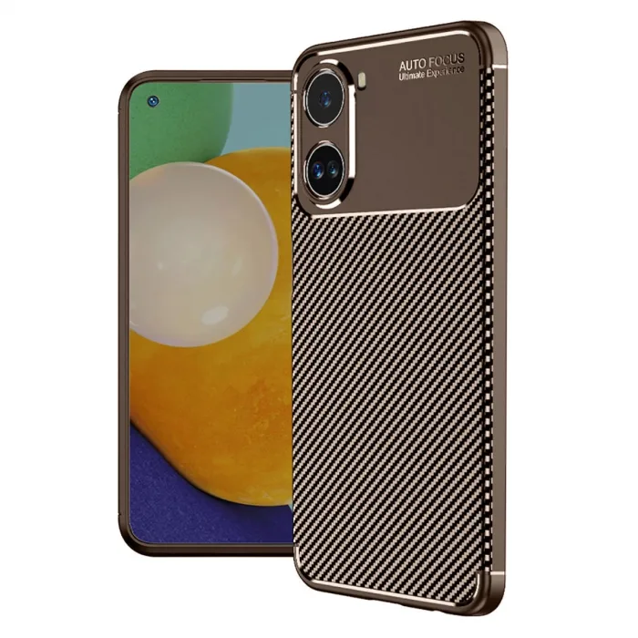 Xiaomi Poco X7 Pro Kılıf Auto Focus Karbon Kapak - Kahverengi